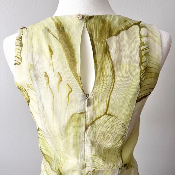 Santorelli Nadia Lime Lily Pad Print Chiffon Knee Length Dress Women’s Size 40 - Picture 8 of 16